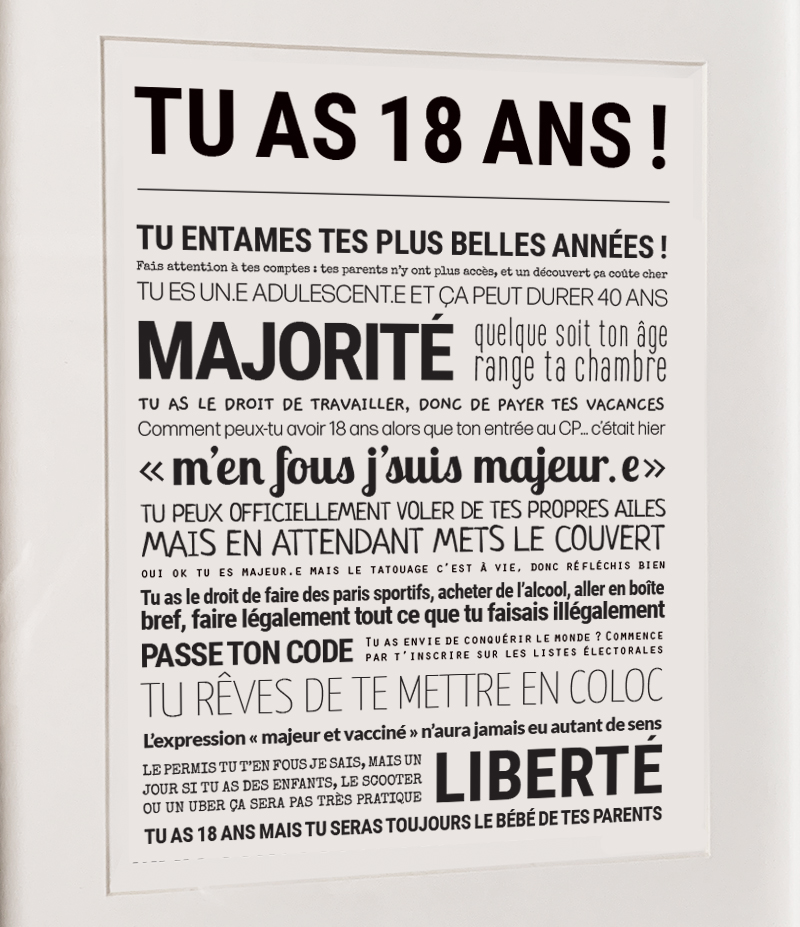AFFICHE TU AS 18 ANS - Eleene Concept Store