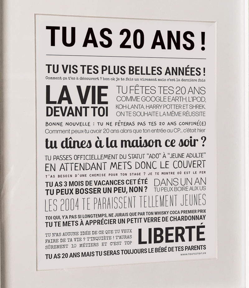 AFFICHE TU AS 20 ANS - Eleene Concept Store